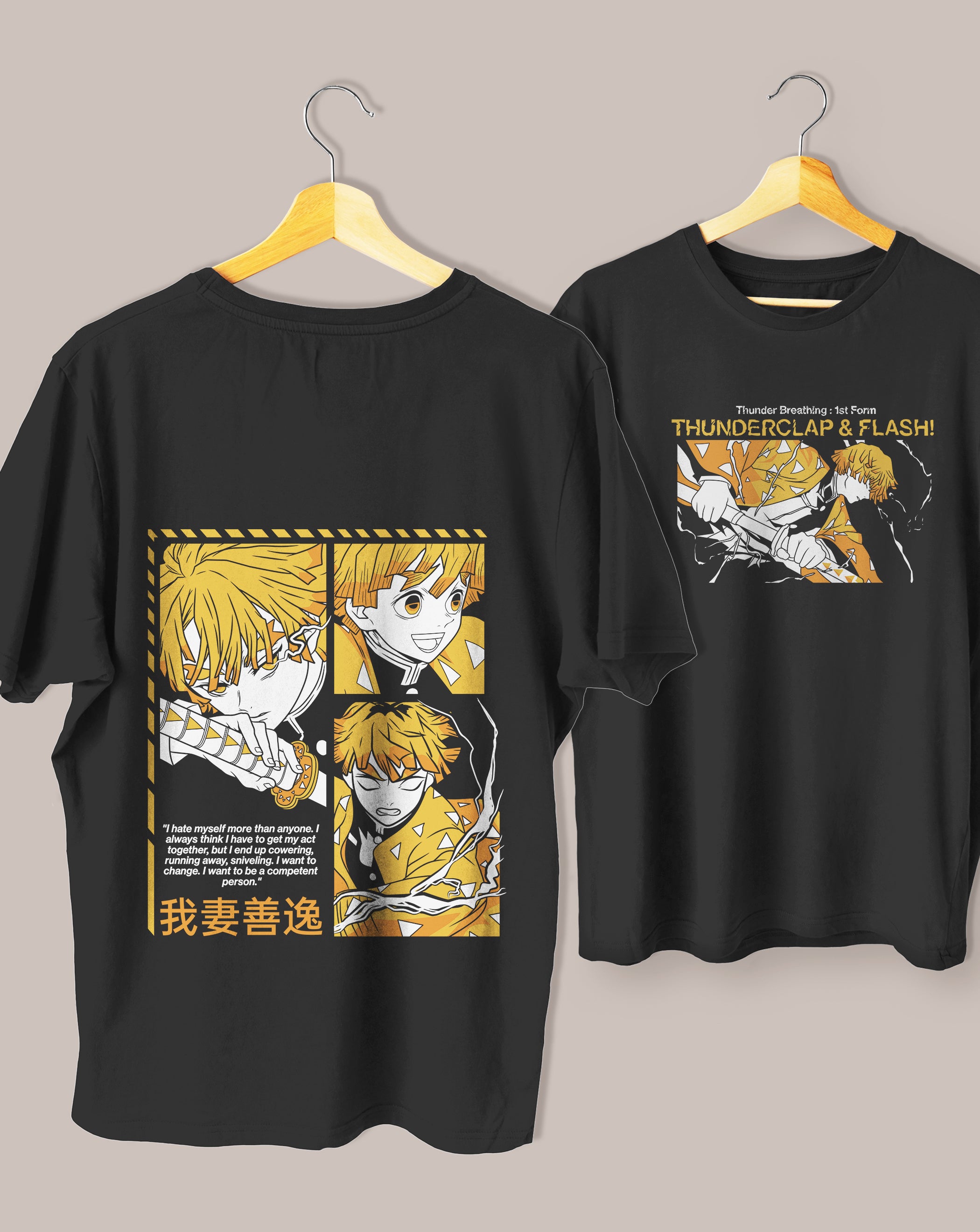 Zenitsu Agatsuma Demon Slayer Anime Oversized T-Shirt – Dudemonk